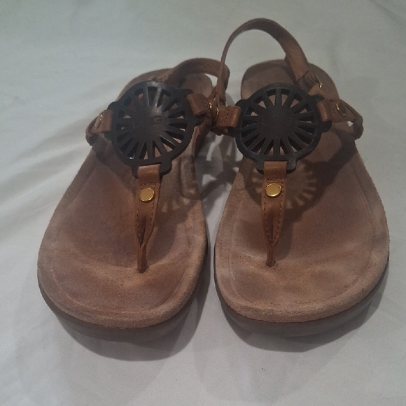 UGG Tan Leather Women's Sandals Size 8 - Picture 2 of 8